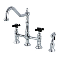 Thumbnail for Kingston Brass KS1271PKXBS Duchess Bridge Kitchen Faucet with Brass Sprayer, Polished Chrome - BNGBath