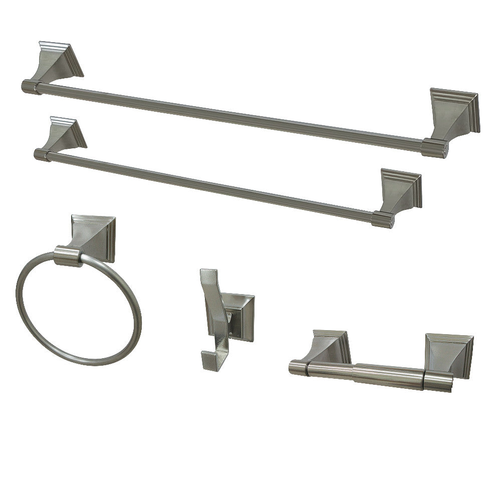 Kingston Brass BAHK61212478SN Monarch 5-Piece Bathroom Accessory Set, Brushed Nickel - BNGBath