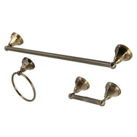 Thumbnail for Kingston Brass BAK4181148AB Metropolitan 3-Piece Towel Bar Accessory Set, Antique Brass - BNGBath