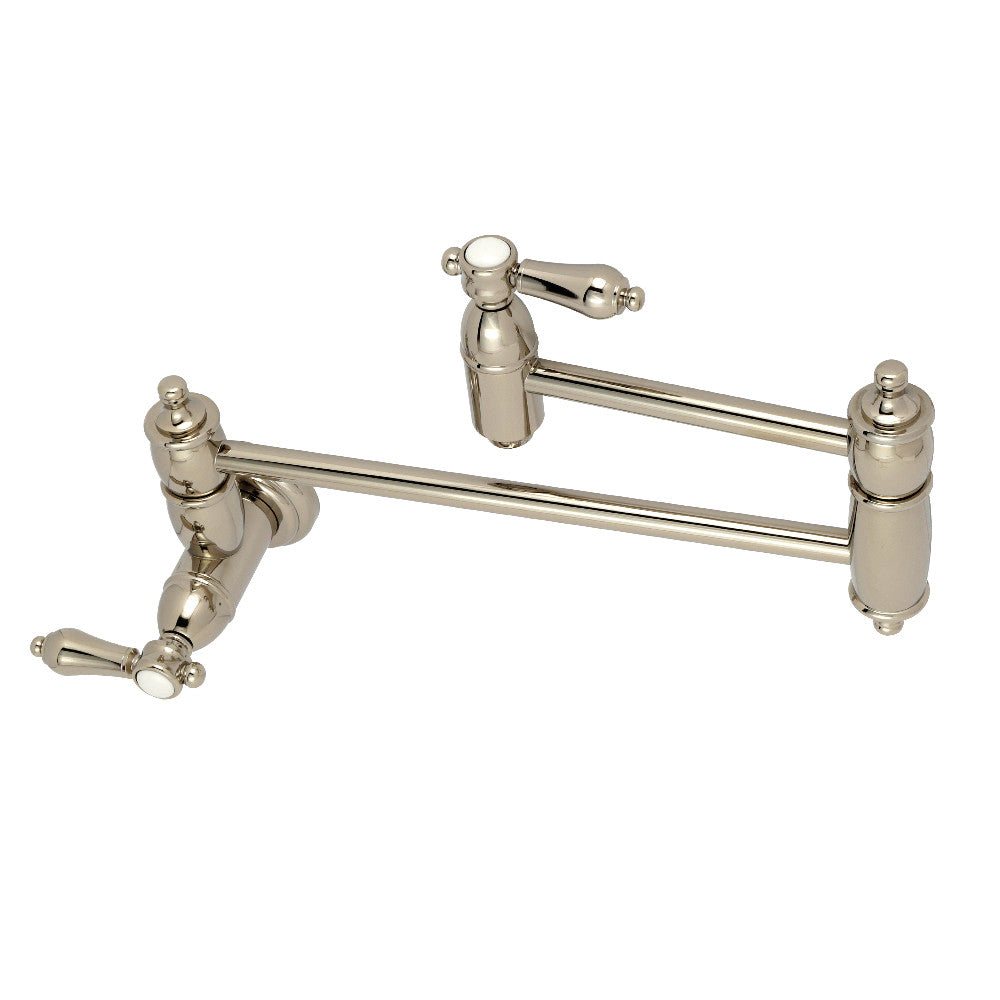 Kingston Brass KS3106BAL Heirloom Wall Mount Pot Filler Kitchen Faucet, Polished Nickel - BNGBath