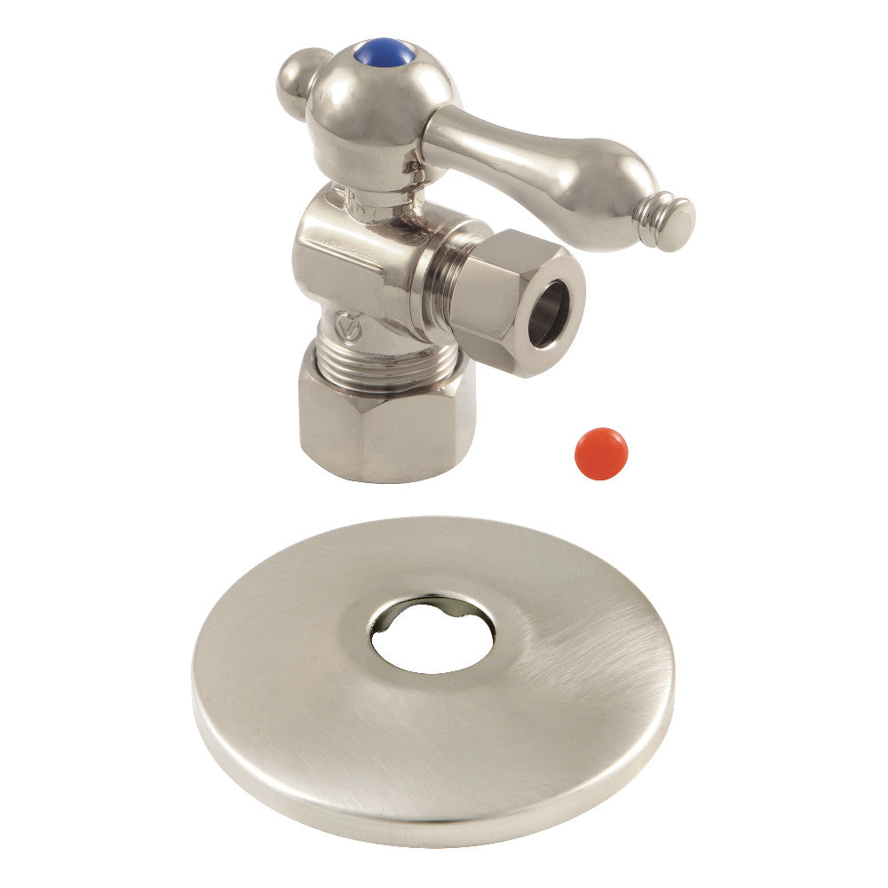 Kingston Brass CC53308K Quarter Turn Valve with Flange (5/8" X 3/8" OD Compression), Brushed Nickel - BNGBath