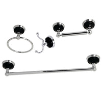 Thumbnail for Kingston Brass BAK9111478C Water Onyx 4-Piece Bathroom Accessory Set, Polished Chrome - BNGBath