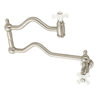 Thumbnail for Kingston Brass KS2108PX Heritage Wall Mount Pot Filler, Brushed Nickel - BNGBath