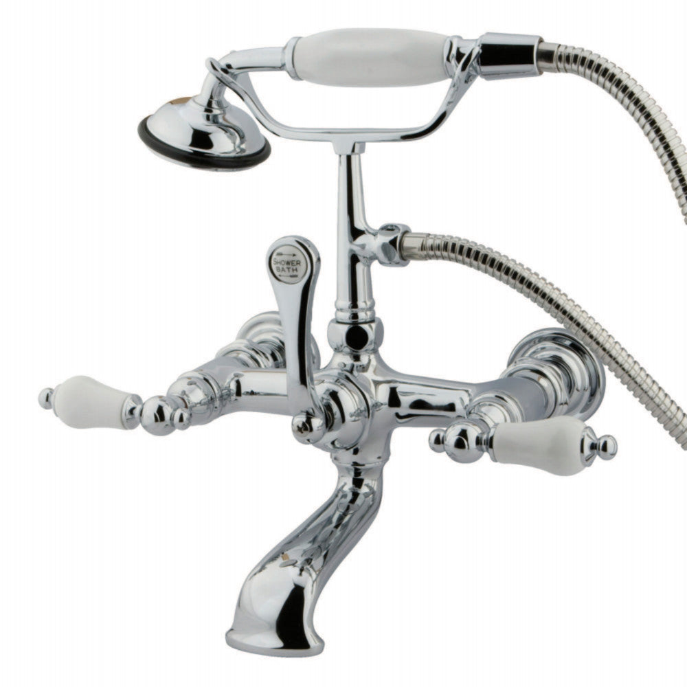 Kingston Brass CC554T1 Vintage 7-Inch Wall Mount Tub Faucet with Hand Shower, Polished Chrome - BNGBath