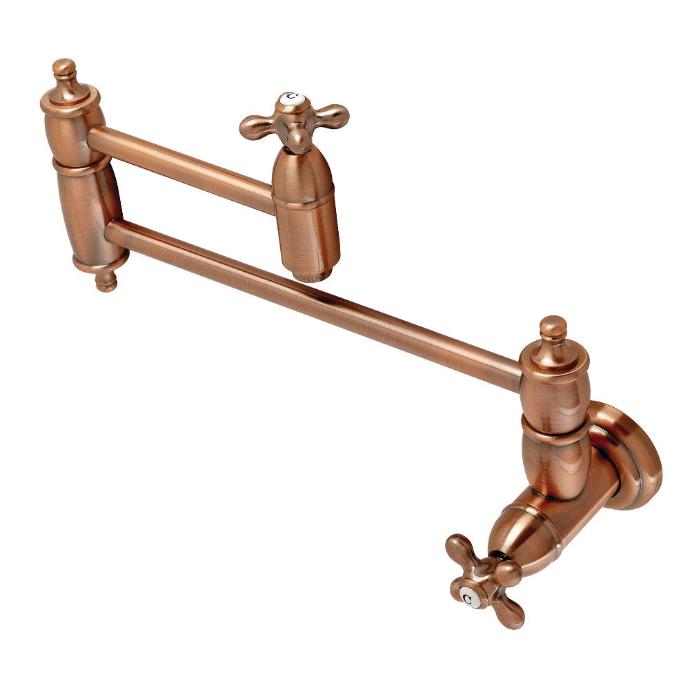 Kingston Brass KS310AXAC Restoration Wall Mount Pot Filler Kitchen Faucet, Antique Copper - BNGBath