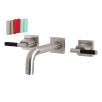 Thumbnail for Kingston Brass KS6128CKL Ksiser Two-Handle Wall Mount Bathroom Faucet, Brushed Nickel - BNGBath