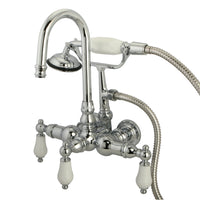 Thumbnail for Kingston Brass CC12T1 Vintage 3-3/8-Inch Wall Tub Faucet with Hand Shower, Polished Chrome - BNGBath