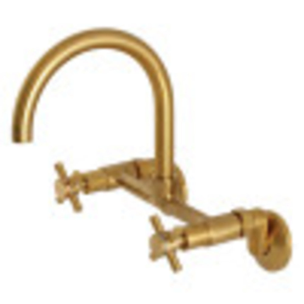 Kingston Brass Concord 8-Inch Adjustable Center Wall Mount Kitchen Faucet, Brushed Brass - BNGBath