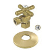 Thumbnail for Kingston Brass CC43107XK 1/2-Inch FIP X 3/8-Inch OD Comp Quarter-Turn Angle Stop Valve with Flange, Brushed Brass - BNGBath