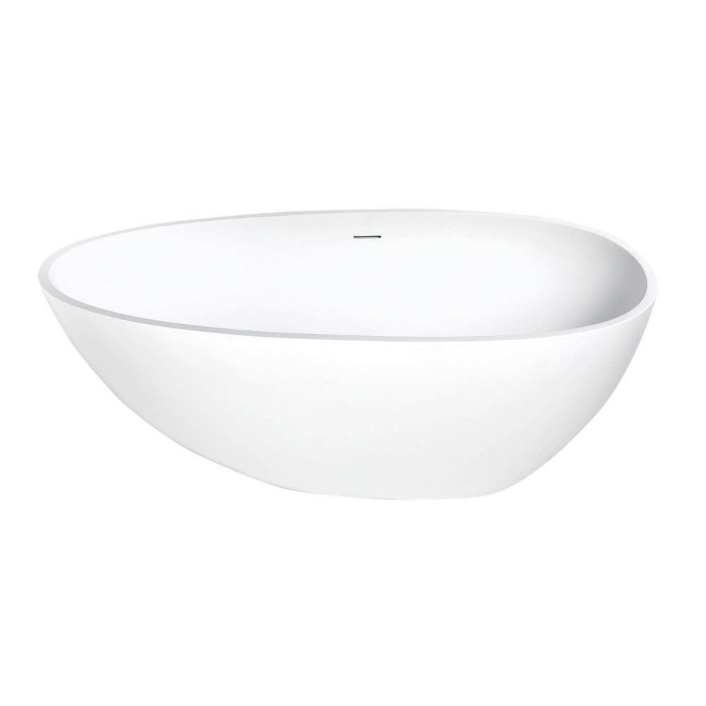 Aqua Eden VRTRS593021 Arcticstone 59-Inch Solid Surface White Stone Freestanding Tub with Drain, Matte White - BNGBath