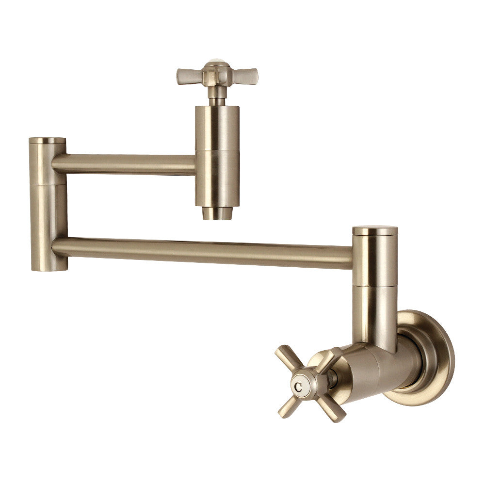 Kingston Brass KS8108ZX Millennium Wall Mount Pot Filler Kitchen Faucet, Brushed Nickel - BNGBath