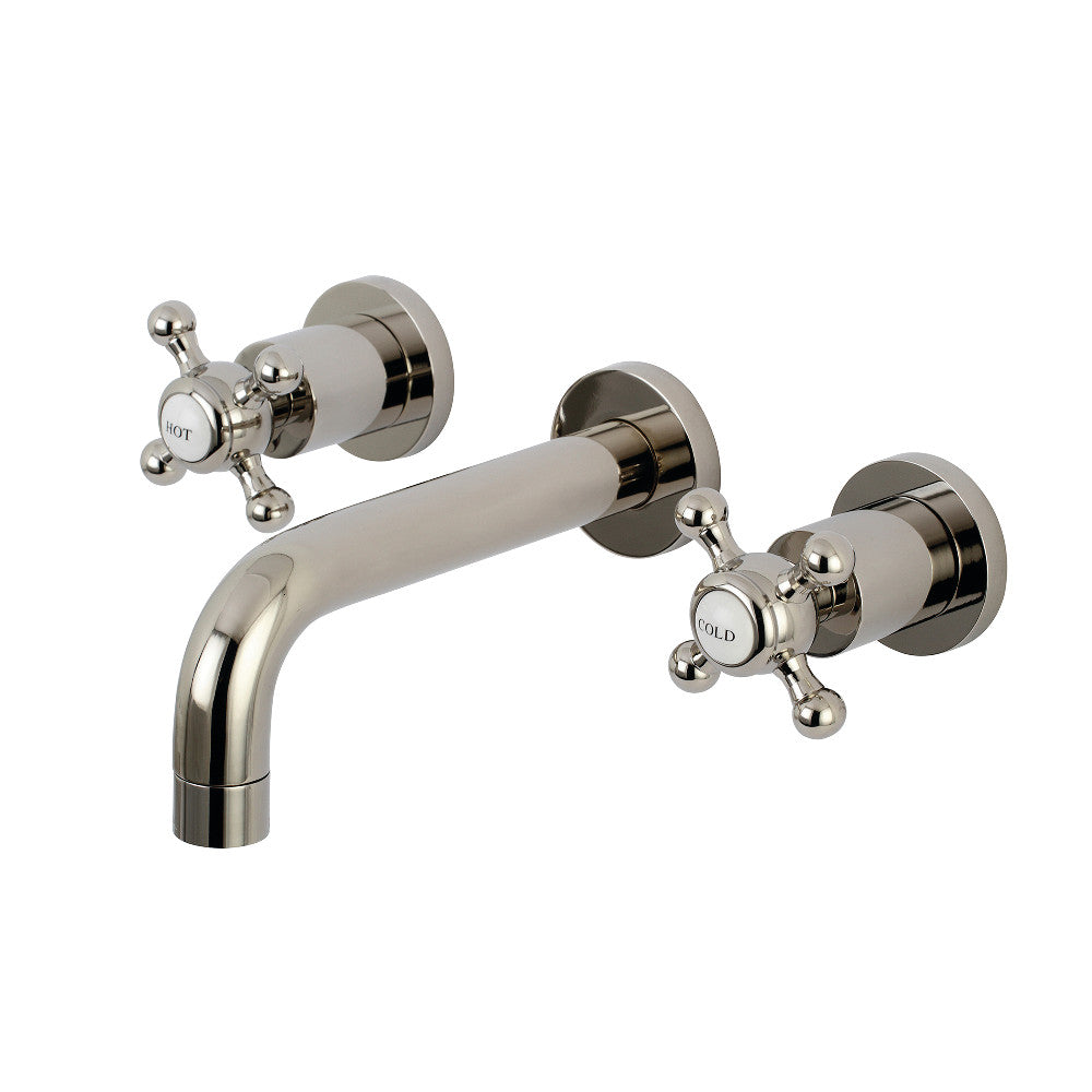 Kingston Brass KS8126BX Metropolitan 2-Handle 8 in. Wall Mount Bathroom Faucet, Polished Nickel - BNGBath