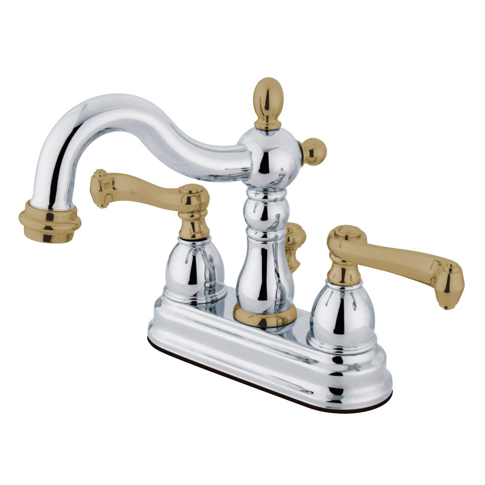 Kingston Brass KB1604FL 4 in. Centerset Bathroom Faucet, Polished Chrome/Polished Brass - BNGBath