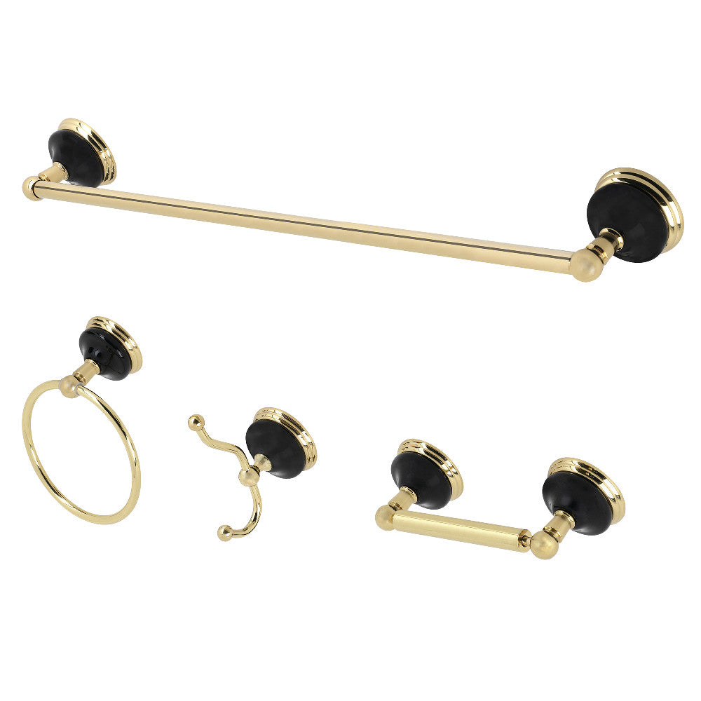 Kingston Brass BAK9111478PB Water Onyx 4-Piece Bathroom Accessory Set, Polished Brass - BNGBath