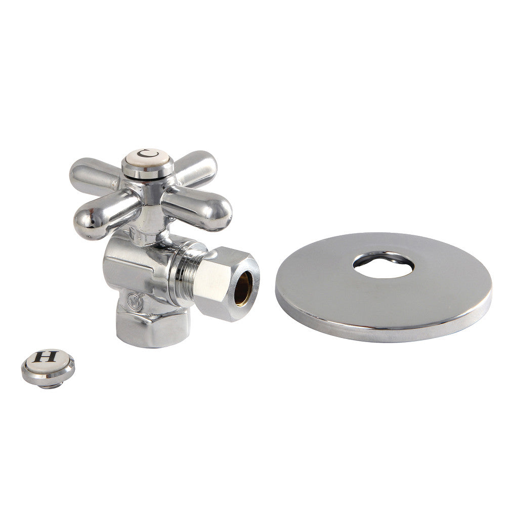 Kingston Brass CC33101XK 3/8" IPS X 3/8" OD Comp Quarter-Turn Angle Stop Valve with Flange, Polished Chrome - BNGBath