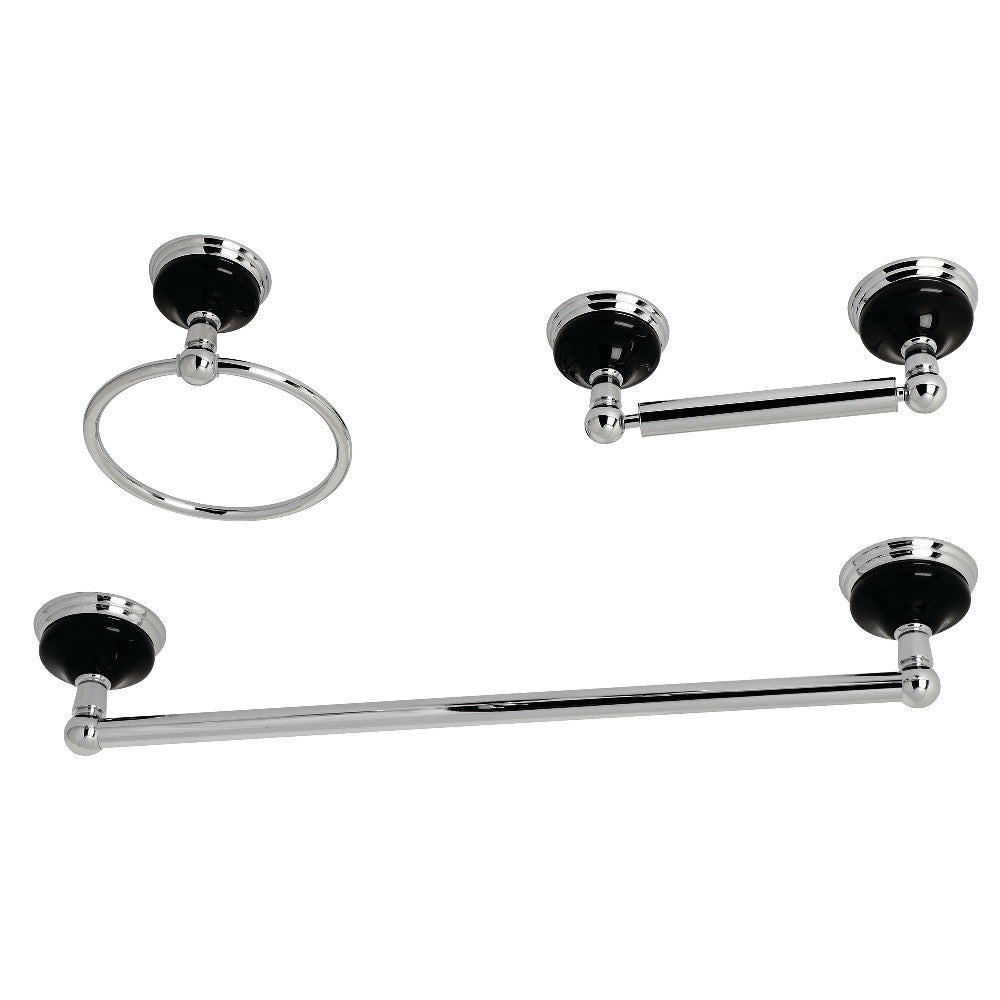 Kingston Brass BAK911248C Water Onyx 3-Piece Bathroom Accessory Set, Polished Chrome - BNGBath