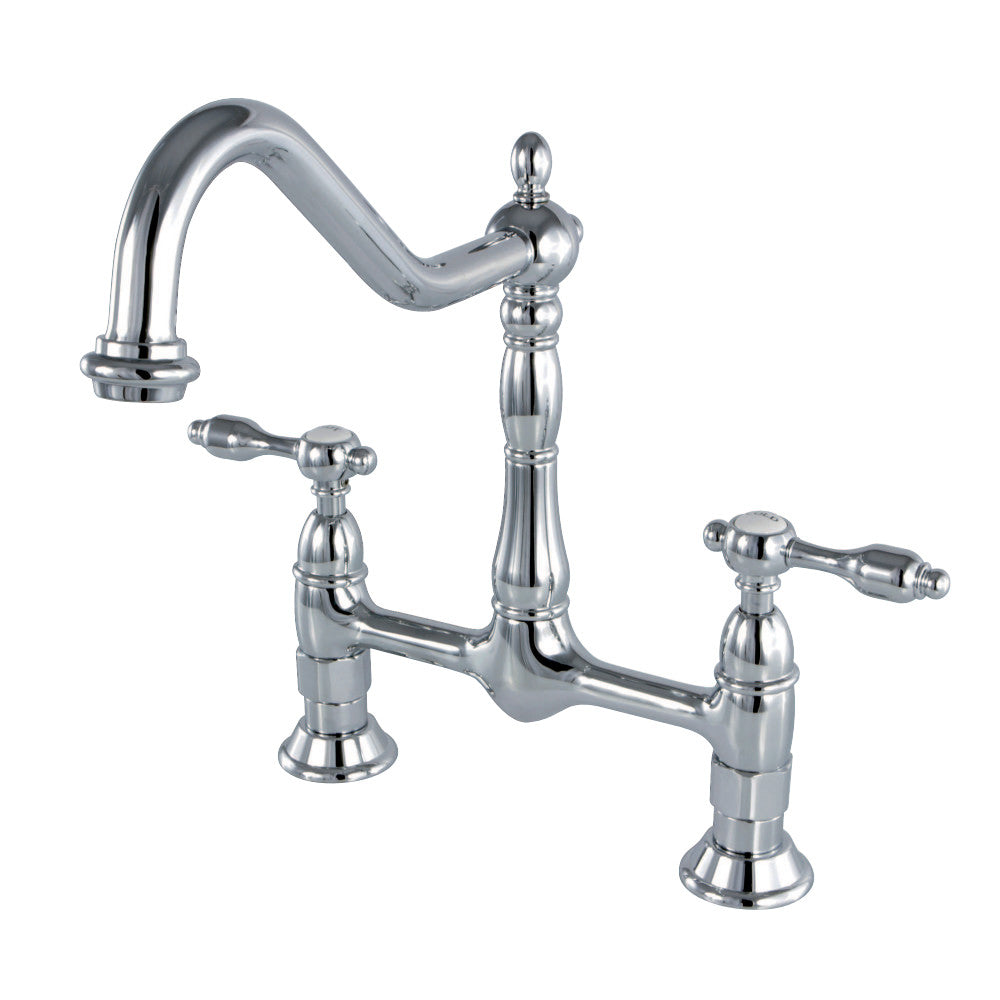 Kingston Brass KS1171TAL Tudor Bridge Kitchen Faucet, Polished Chrome - BNGBath