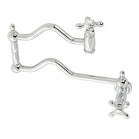 Thumbnail for Kingston Brass KS2101AX Heritage Wall Mount Pot Filler, Polished Chrome - BNGBath