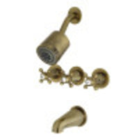 Thumbnail for Kingston Brass KBX8133BX Metropolitan Three-Handle Tub and Shower Faucet, Antique Brass - BNGBath