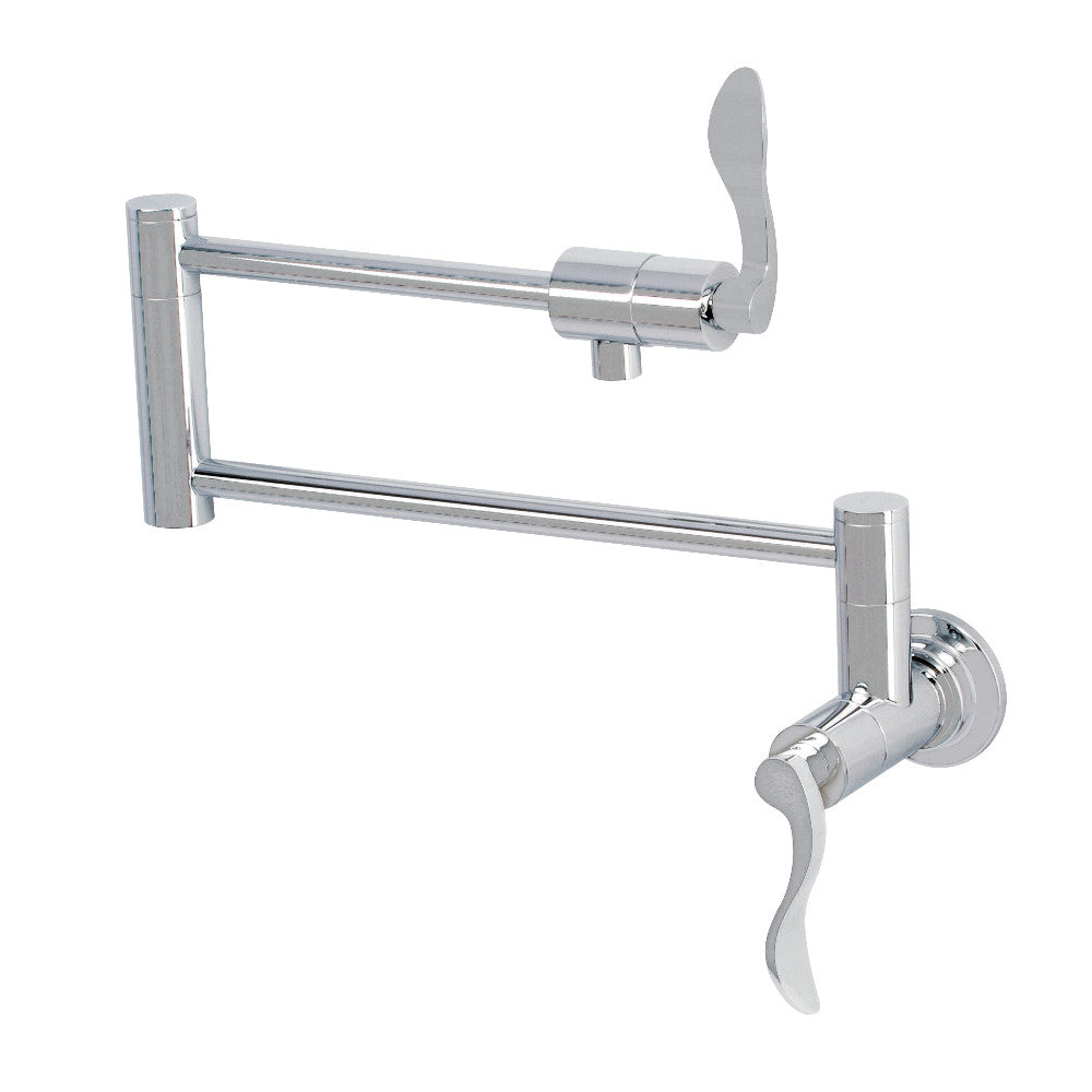 Kingston Brass KS4101DFL NuWave Wall Mount Pot Filler, Polished Chrome - BNGBath