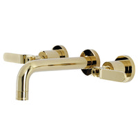 Thumbnail for Kingston Brass KS8122KL Whitaker Two-Handle Wall Mount Bathroom Faucet, Polished Brass - BNGBath