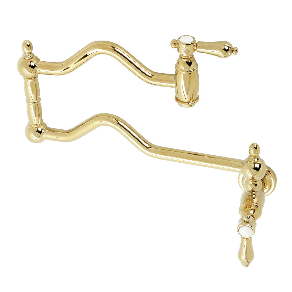 Kingston Brass KS2102BAL Heirloom Wall Mount Pot Filler, Polished Brass - BNGBath