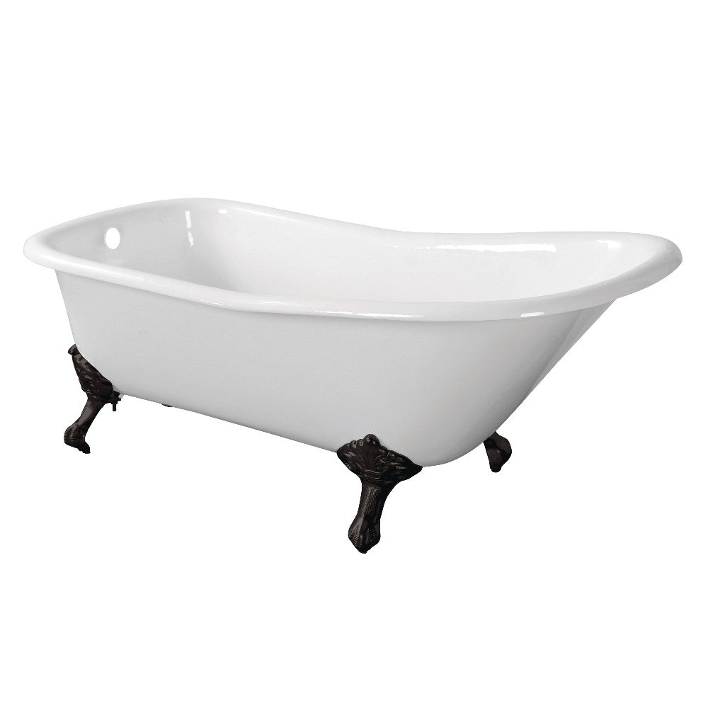 Aqua Eden VCTND6630NF0 67-Inch Cast Iron Single Slipper Clawfoot Tub (No Faucet Drillings), White/Matte Black - BNGBath