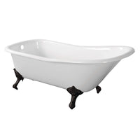 Thumbnail for Aqua Eden VCTND6630NF0 67-Inch Cast Iron Single Slipper Clawfoot Tub (No Faucet Drillings), White/Matte Black - BNGBath