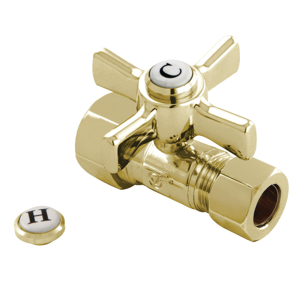 Kingston Brass CC44452ZX 5/8" OD Comp X 1/2" OD Comp Straight Shut-Off Valve, Polished Brass - BNGBath