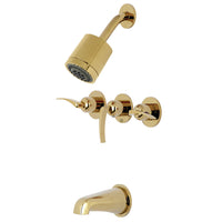 Thumbnail for Kingston Brass KBX8132EFL Centurion Three-Handle Tub and Shower Faucet, Polished Brass - BNGBath