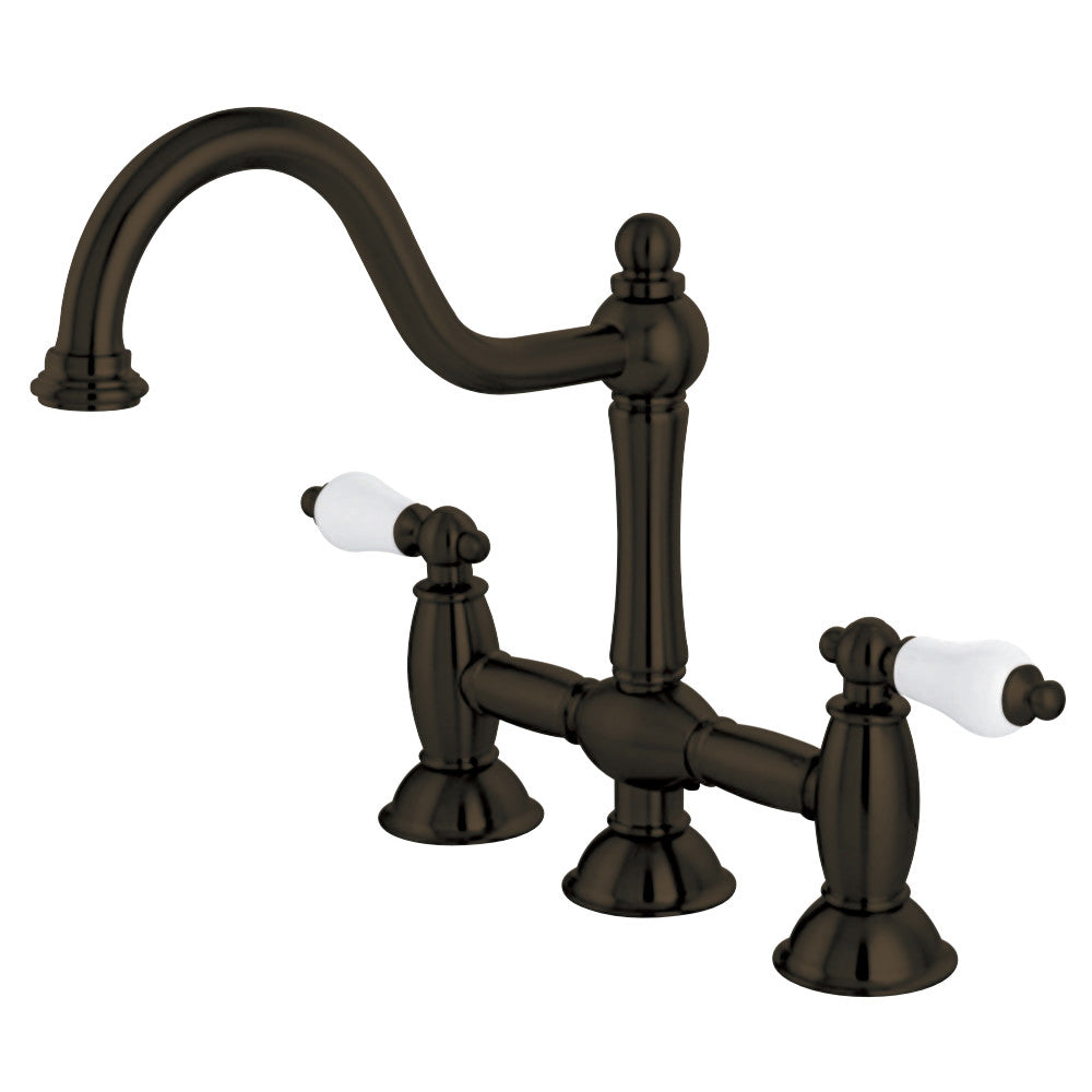 Kingston Brass KS3785PL Restoration Bridge Kitchen Faucet, Oil Rubbed Bronze - BNGBath