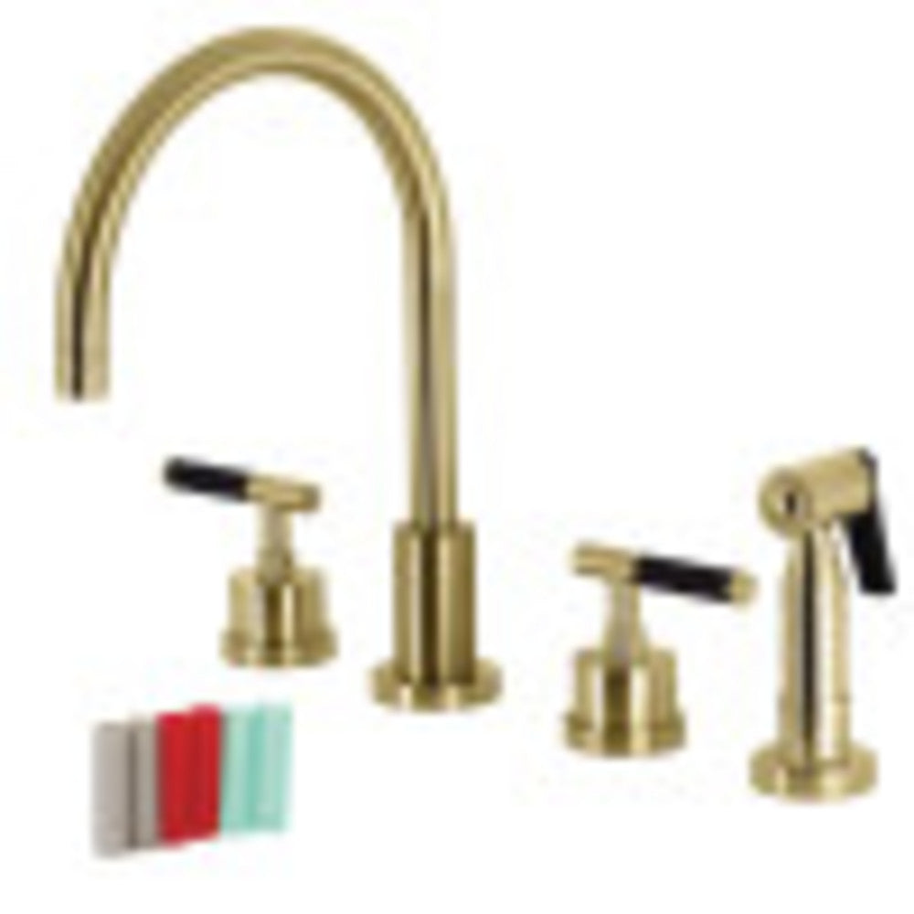 Kingston Brass KS8727CKLBS Kaiser Widespread Kitchen Faucet with Brass Sprayer, Brushed Brass - BNGBath