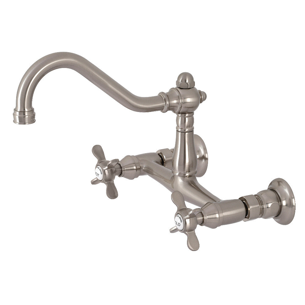 Kingston Brass KS3248BEX 8" Center Wall Mount Bathroom Faucet, Brushed Nickel - BNGBath