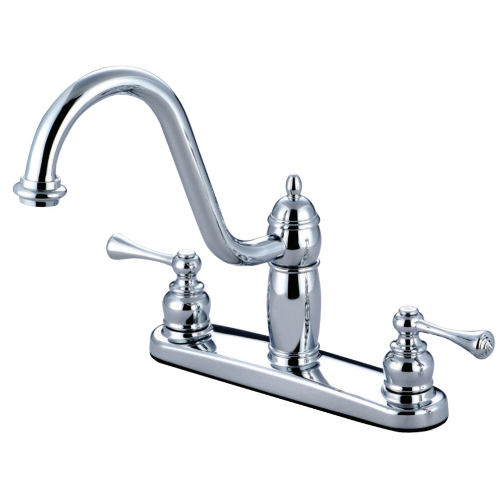 Kingston Brass KB1111BLLS Heritage Centerset Kitchen Faucet, Polished Chrome - BNGBath