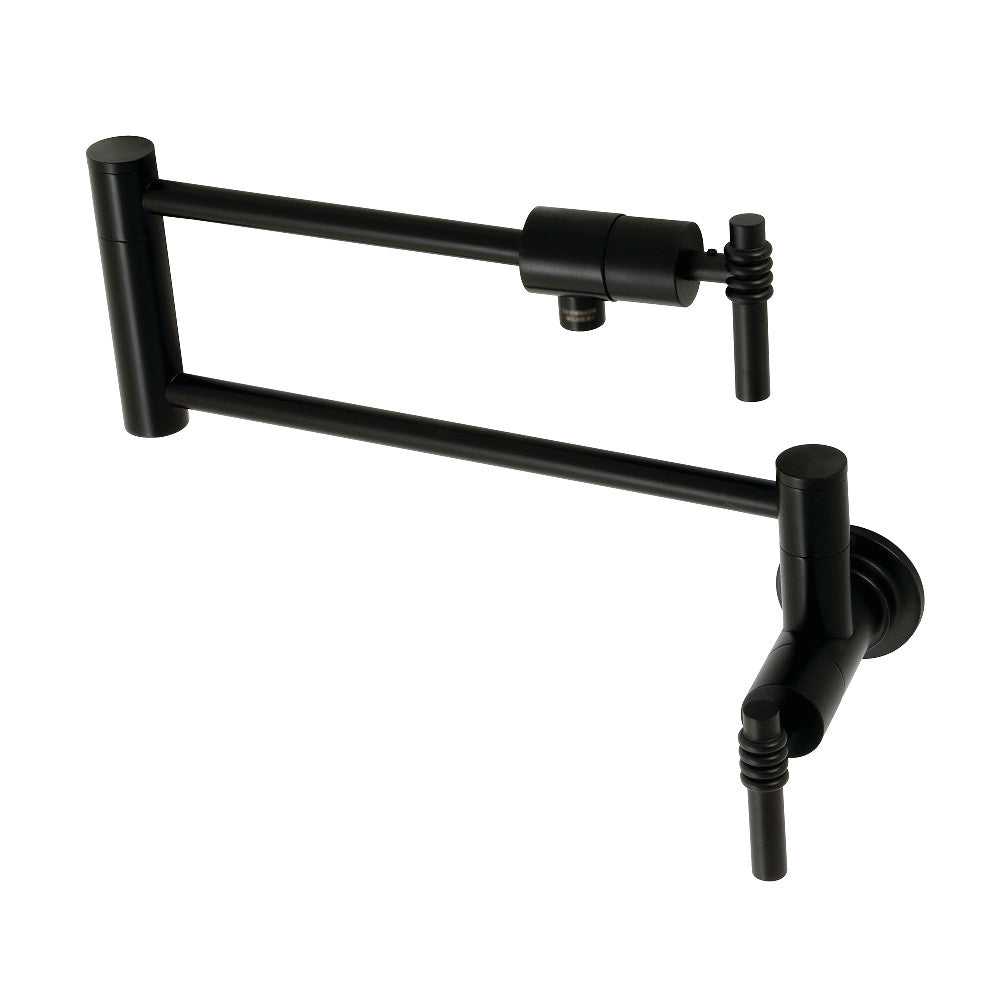 Kingston Brass KS4100ML Milano Wall Mount Pot Filler, Matte Black - BNGBath