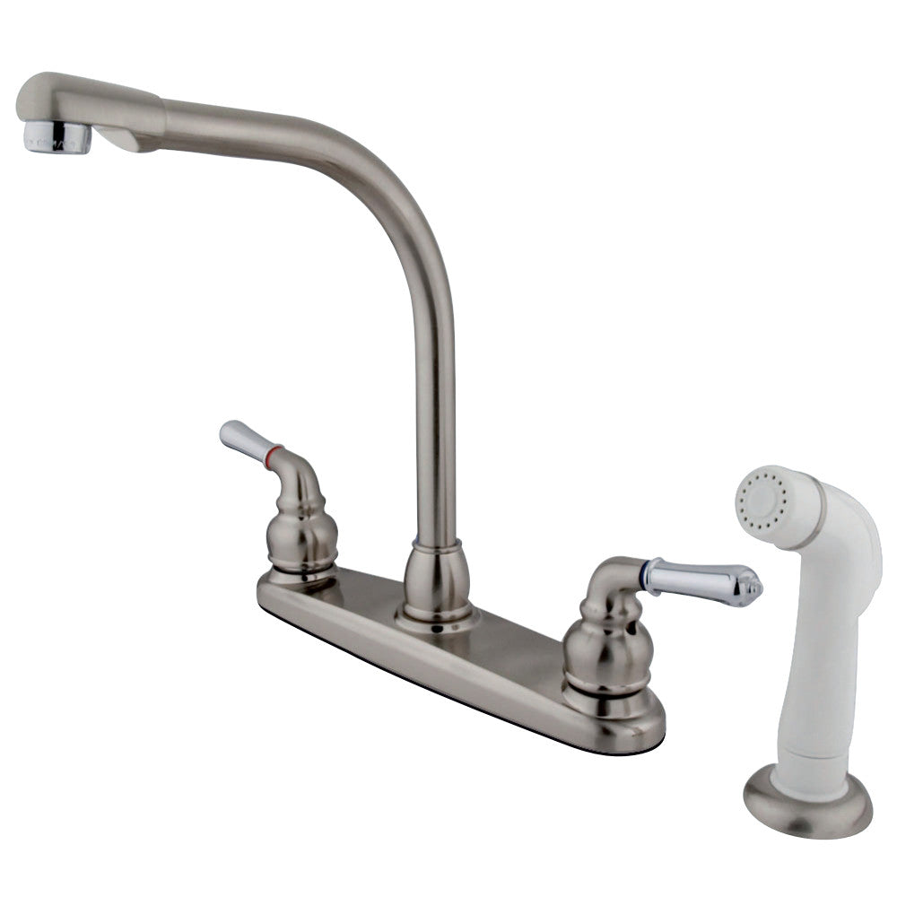 Kingston Brass GKB757 Magellan Centerset Kitchen Faucet, Brushed Nickel/Polished Chrome - BNGBath