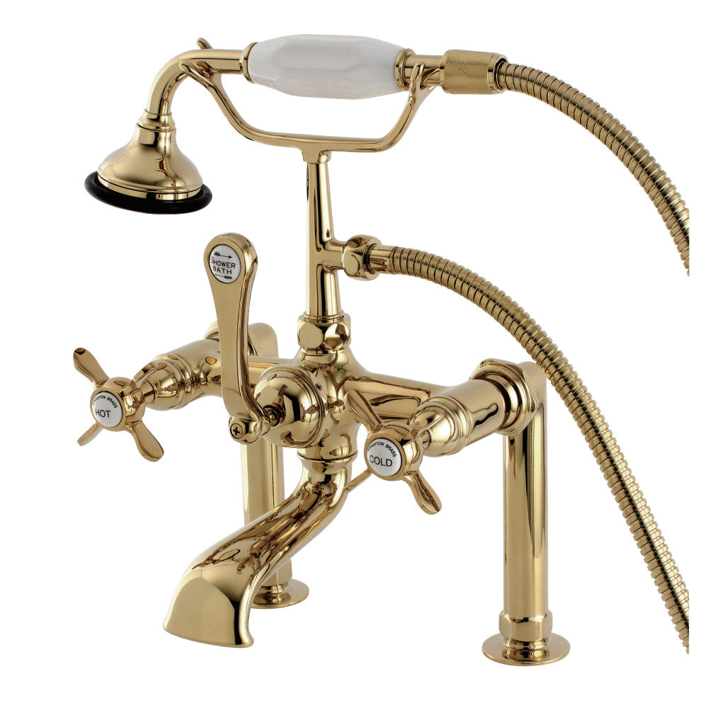 Aqua Vintage AE103T2BEX Essex Deck Mount Clawfoot Tub Faucet, Polished Brass - BNGBath