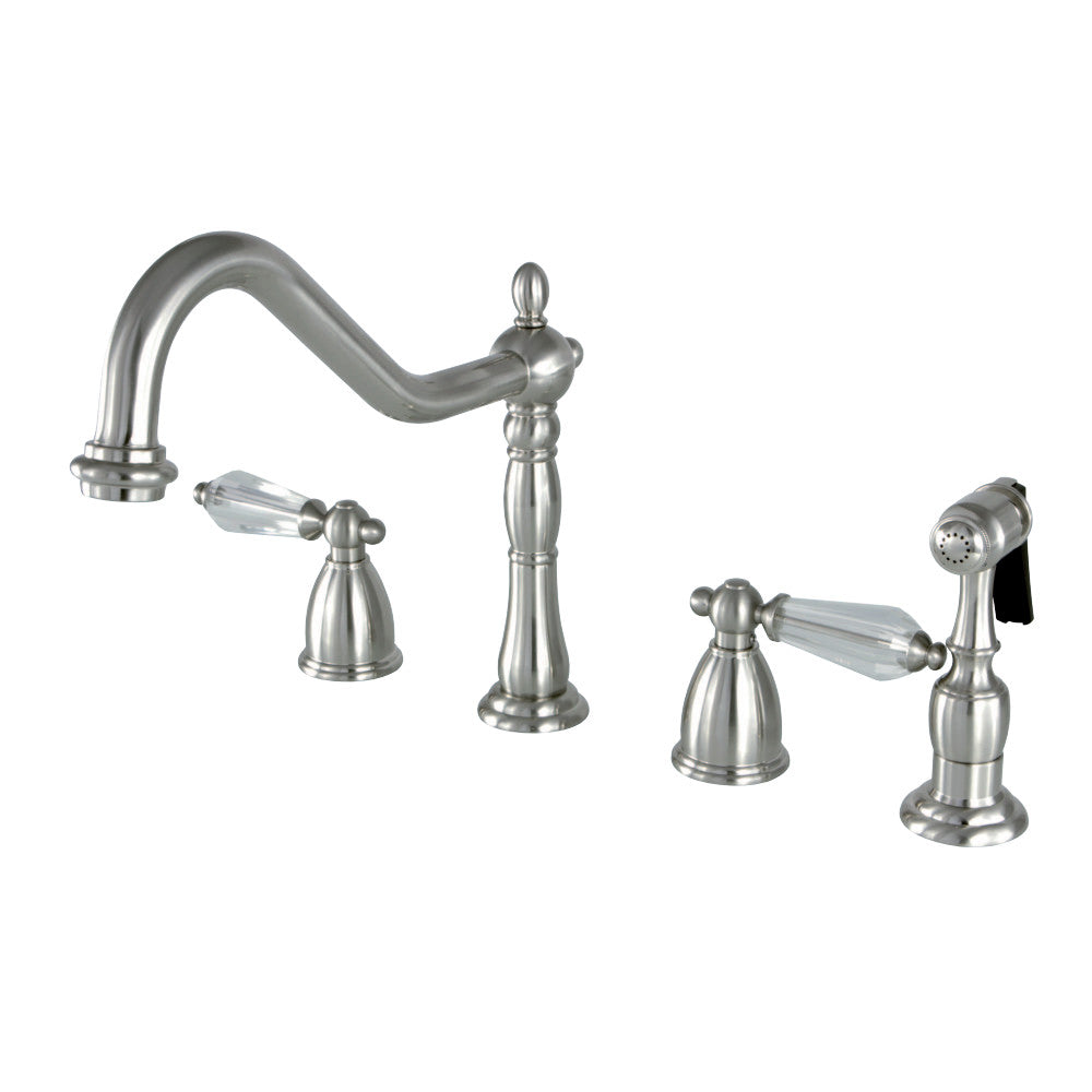 Kingston Brass KB1798WLLBS Widespread Kitchen Faucet, Brushed Nickel - BNGBath