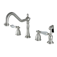 Thumbnail for Kingston Brass KB1798WLLBS Widespread Kitchen Faucet, Brushed Nickel - BNGBath