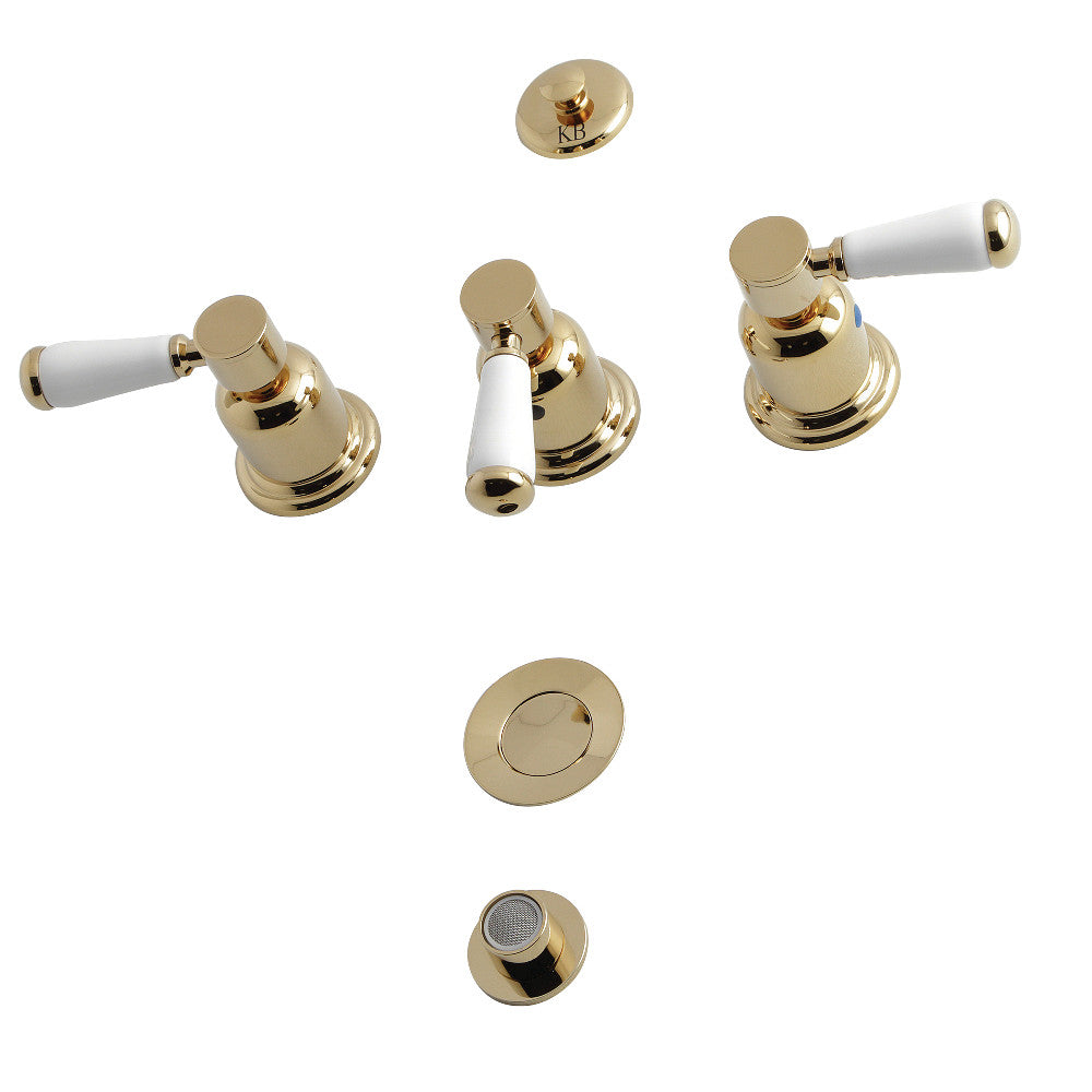 Kingston Brass Paris KB6322DPL 3-Handle Bidet Faucet, Polished Brass - BNGBath