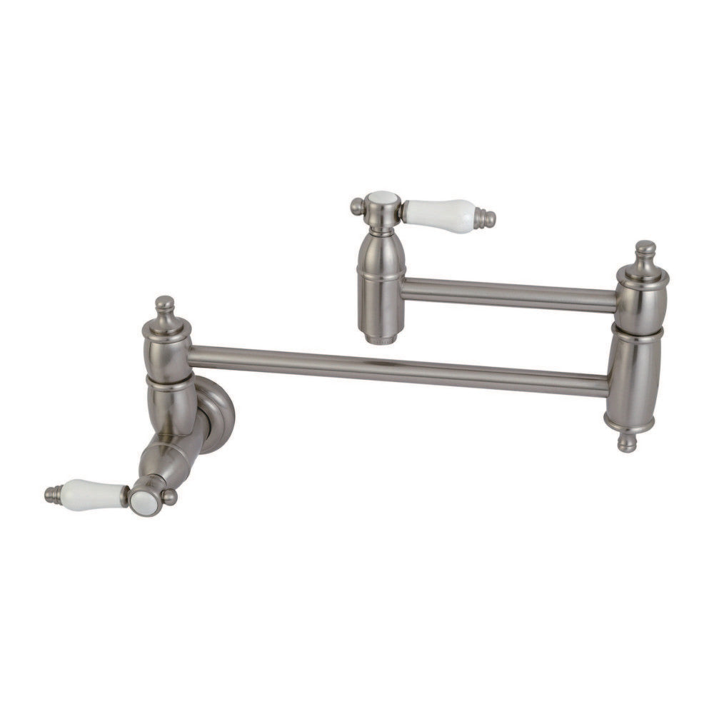 Kingston Brass KS3108BPL Bel-Air Wall Mount Pot Filler Kitchen Faucet, Brushed Nickel - BNGBath