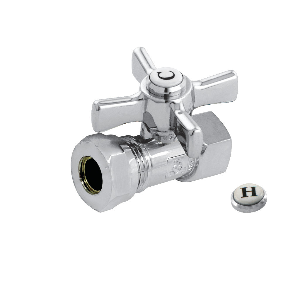 Kingston Brass CC44151ZX 1/2" FIP X 1/2" or 7/16" Slip Joint Straight Stop Valve, Polished Chrome - BNGBath