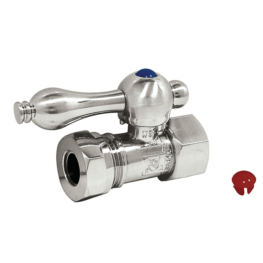 Kingston Brass CC44156 Quarter Turn Valve (1/2" FIP X 1/2" or 7/16-Inch" Slip Joint), Polished Nickel - BNGBath