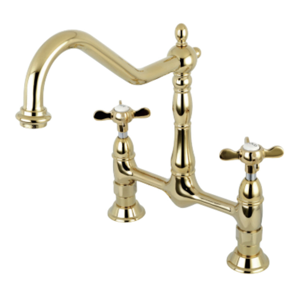 Kingston Brass KS1172BEX Essex Bridge Kitchen Faucet, Polished Brass - BNGBath