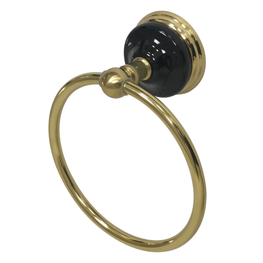 Kingston Brass BA9114PB Water Onyx 6 in. Towel Ring, Polished Brass - BNGBath