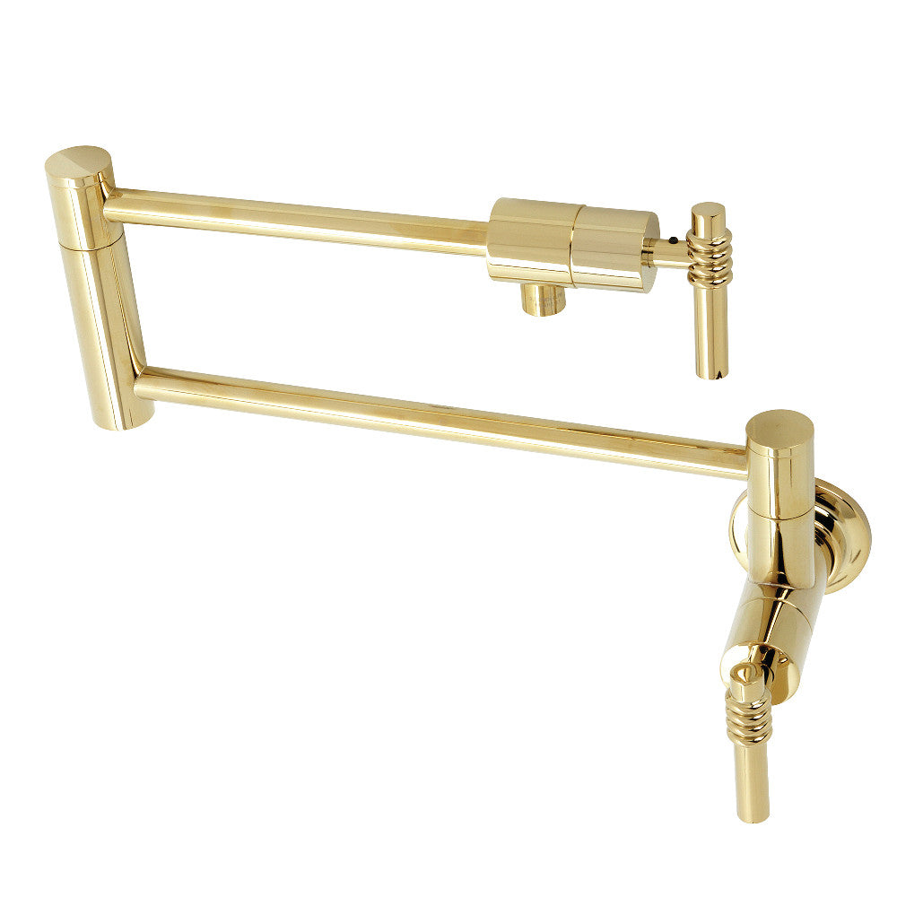 Kingston Brass KS4102ML Milano Wall Mount Pot Filler, Polished Brass - BNGBath