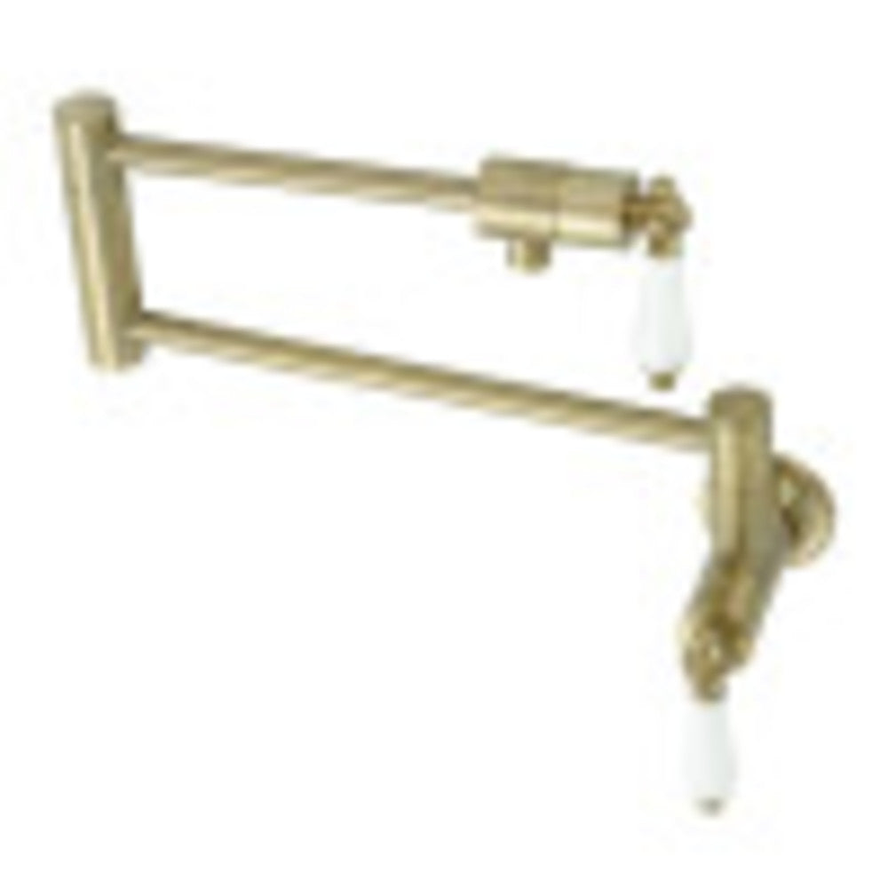 Kingston Brass KS4107PL Metropolitan Wall Mount Pot Filler, Brushed Brass - BNGBath