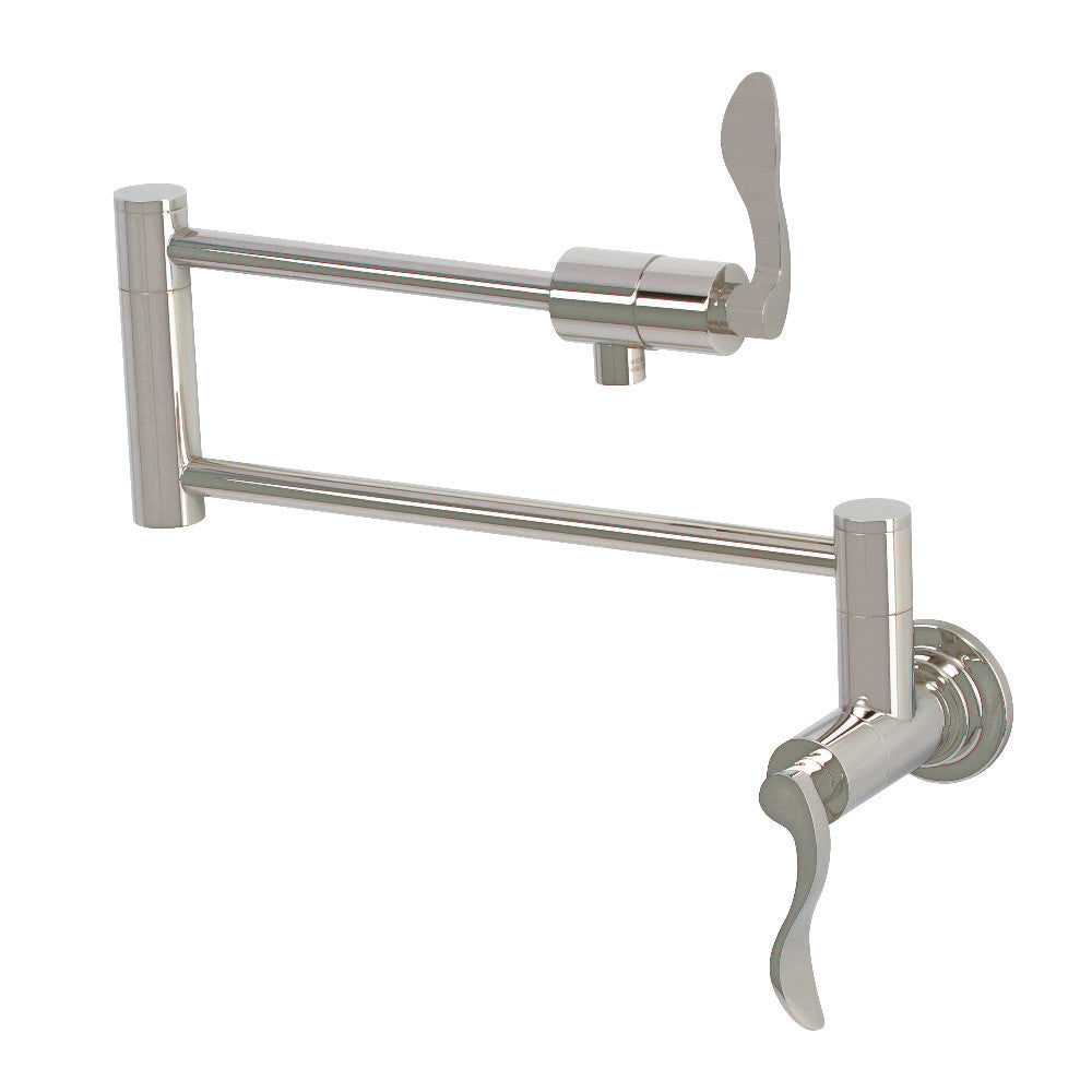 Kingston Brass KS4106DFL NuWave Wall Mount Pot Filler, Polished Nickel - BNGBath