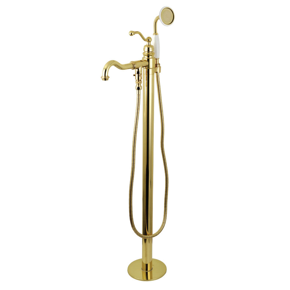 Kingston Brass KS7132ABL English Country Freestanding Tub Faucet with Hand Shower, Polished Brass - BNGBath