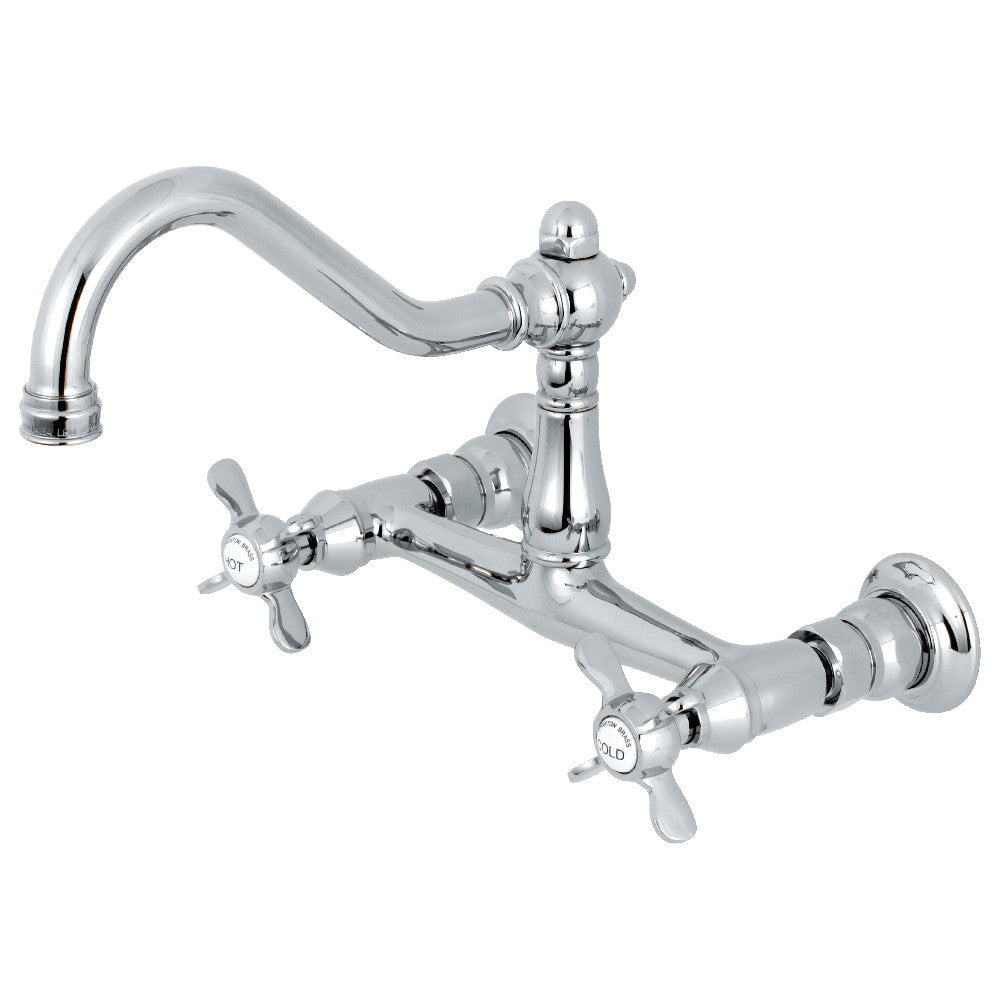 Kingston Brass KS3241BEX 8" Center Wall Mount Bathroom Faucet, Polished Chrome - BNGBath